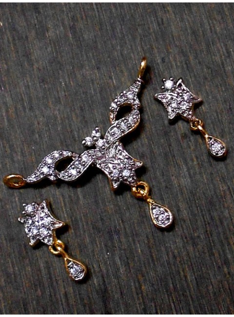 CZ Pendant With Earrings